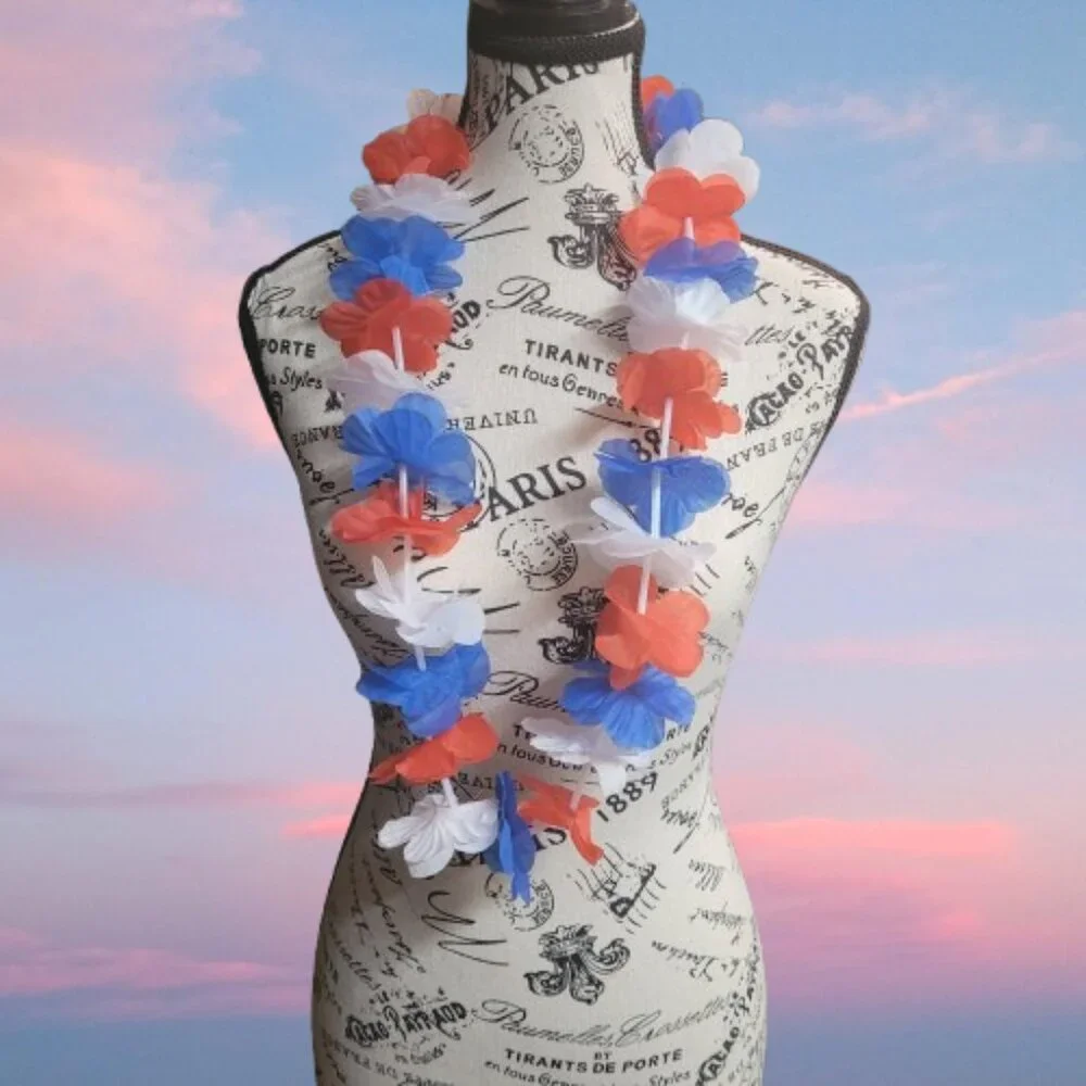 Ten Red, White and Blue Leis for Parties or Parades